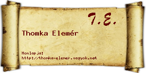Thomka Elemér névjegykártya